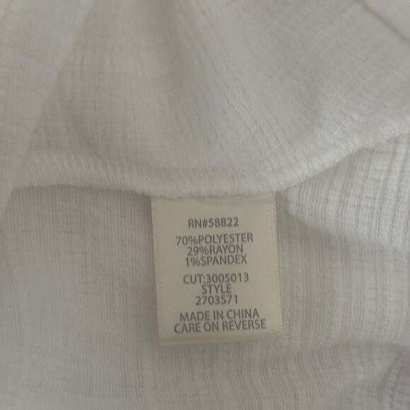 Max Studio White Top Ruched Tie Front Cap Sleeve Blouse - Picture 7 of 7